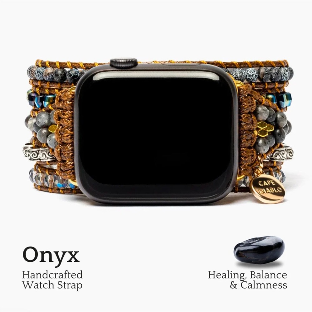 Onyx Black Smartwatch with Handcrafted Strap